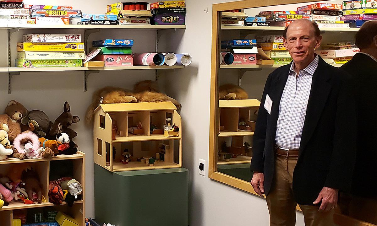 Dr. Fink in the new play therapy room